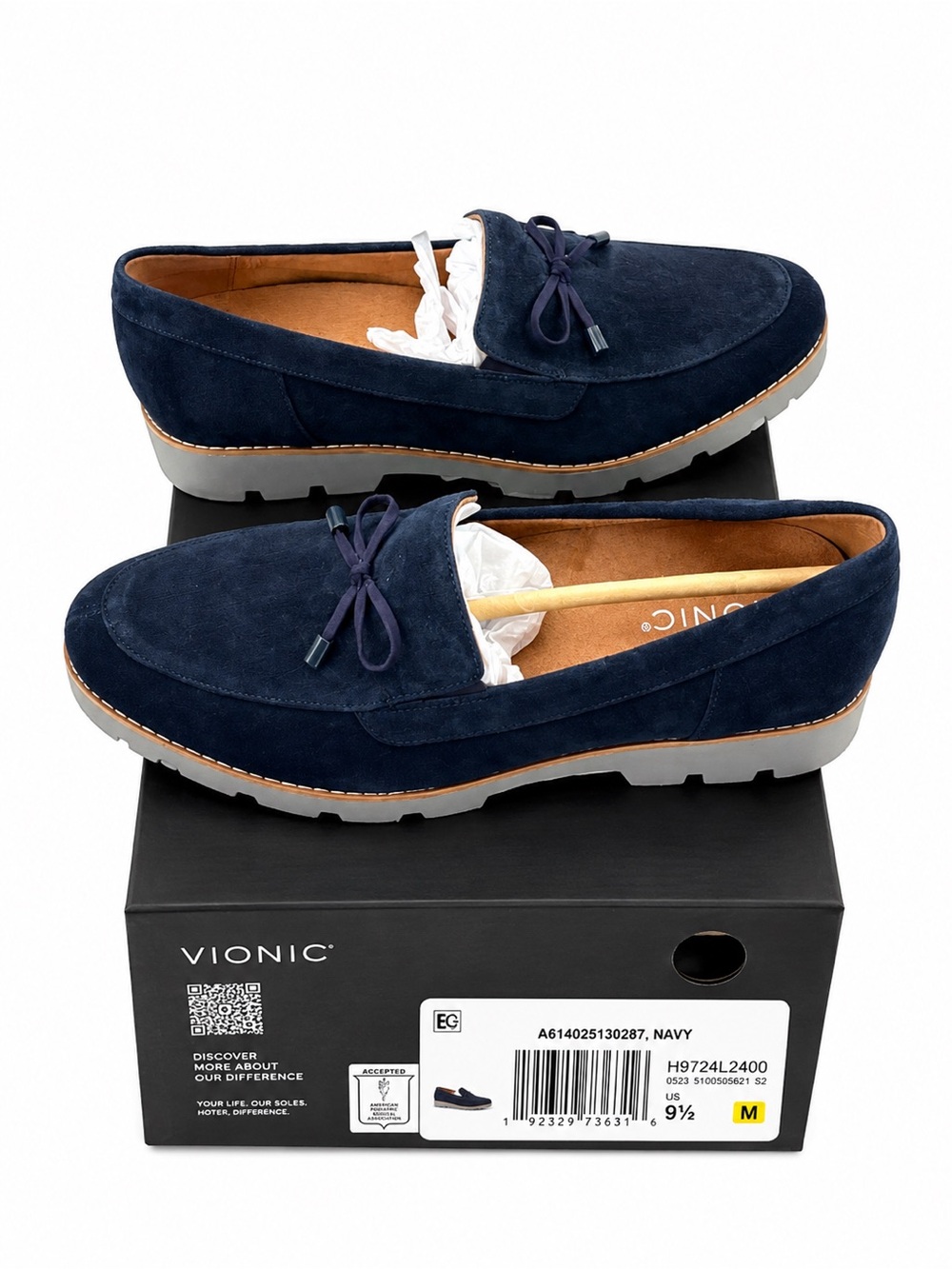 Vionic Navy Suede Loafers Comfort Shoes – Women’s Size 9.5 – New In Box - Picture 3 of 6